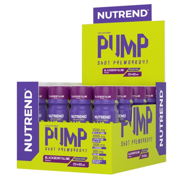 Nutrend Pump Pre-Workout Shot Jeżyna i Limonka Na Pompę Mięśniową i Skupienie 20 x 60 ml
