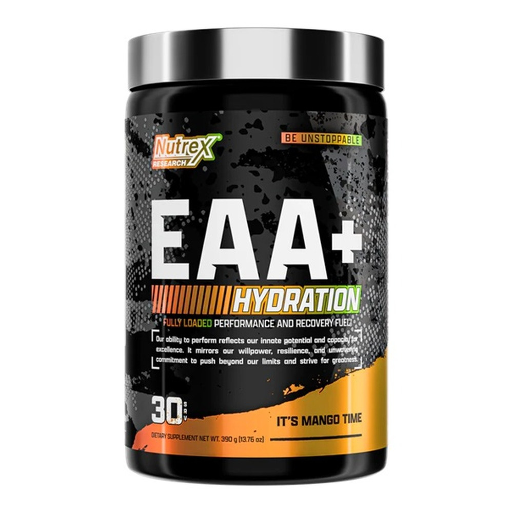 Nutrex EAA + Hydration Suplement z Aminokwasami Egzogennymi i Elektrolitami na Regenerację i Nawodnienie Mango 390g