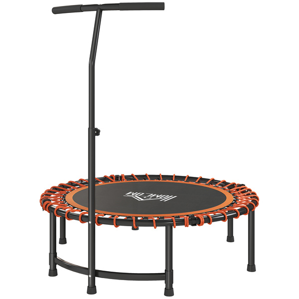 HOMCOM Mini Round Steel Frame Trampoline w/ Adjustable Handle, Orange