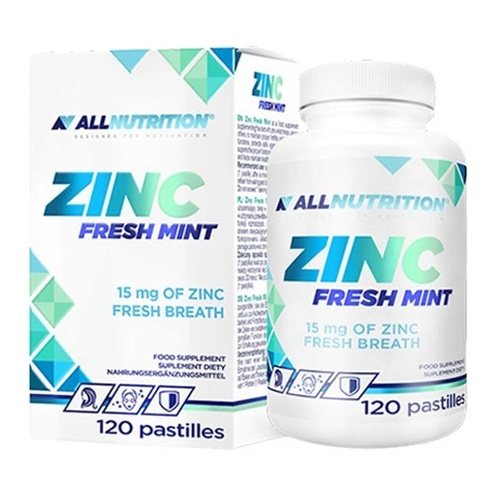 Allnutrition Zinc 15mg Wspomaga Układ Odpornościowy Świeża Mięta 120 Pastylek