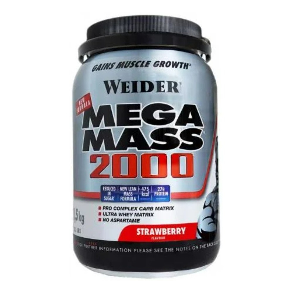 Weider Mega Mass 2000, Strawberry - 1500g