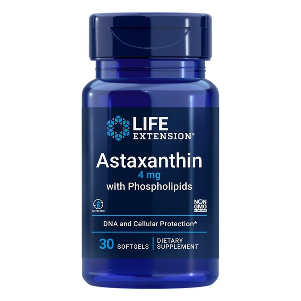 Life Extension Astaksantyna z Fosfolipidami Na Zdrowie Oczu i Wparcie Antyoksydacyjne 4mg 30 Kapsułek Miękkich