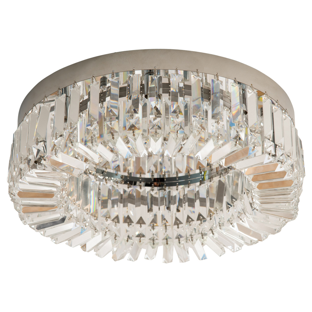 HOMCOM Crystal Chandeliers with Crystal Pendants, 8-Light Ceiling Light for Living Room, Bedroom Dining Room, Silver Tone
