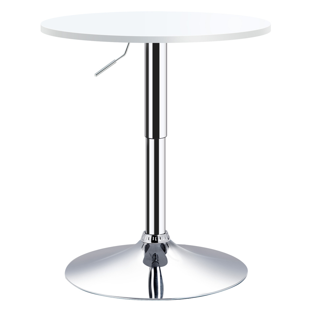 HOMCOM Bar Table Φ60cm Adjustable Height Round Bistro Table w/ Swivel Top Metal Frame Counter Surface Stylish Kitchen Conservatory White