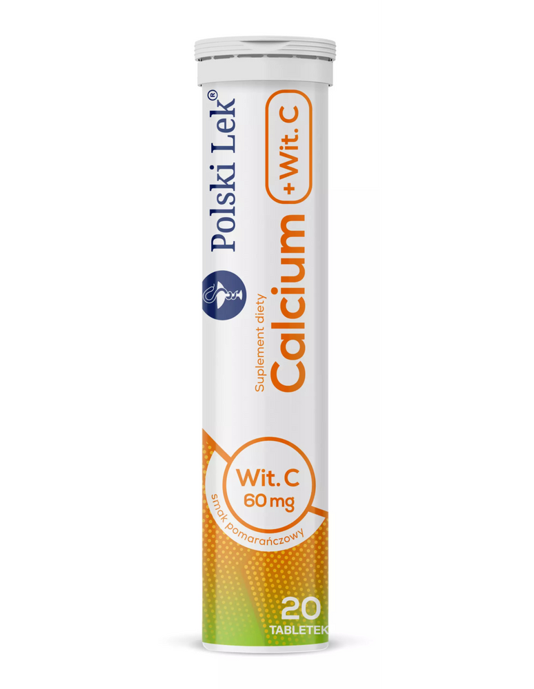  Calcium + Witamina o Smaku Pomarańczowym Tabletki Musujące 20szt