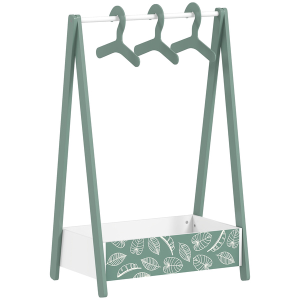 AIYAPLAY Baby Clothing Rack with Hangers, Storage Shelf for Bedroom, Leaf Theme, for Ages 3-6, Green