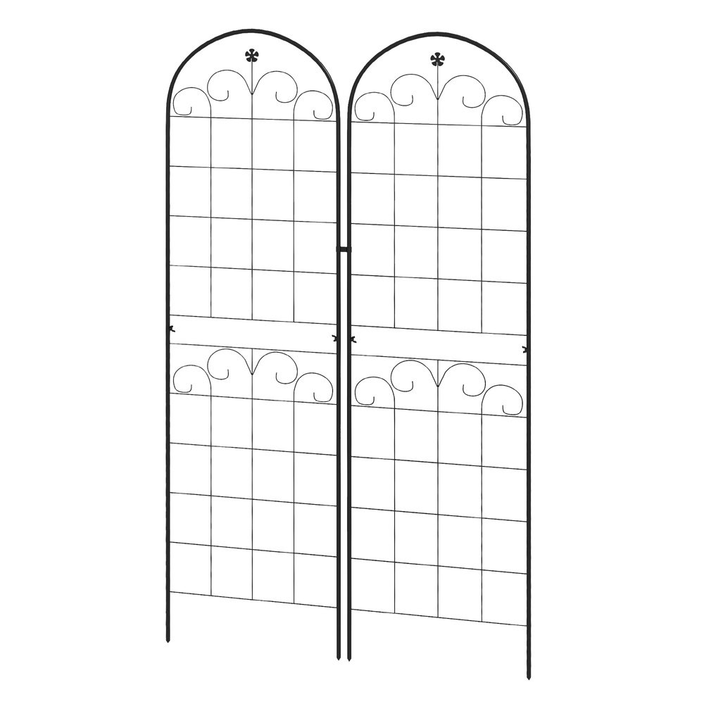 Outsunny Metal Trellis Set of 2, Garden Trellis for Climbing Plants Support Frames, Floral Design