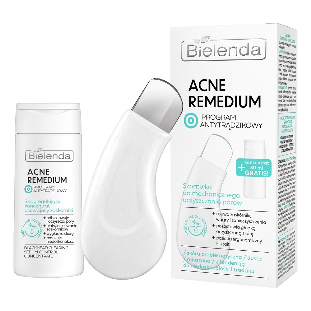 Bielenda ACNE REMEDIUM Zestaw: Szpatułka 1 szt. i seboregulujący koncentrat 30ml