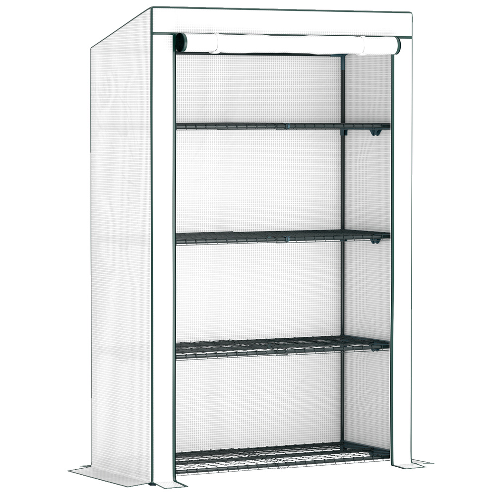 Outsunny Four-Tier Mini Greenhouse - Green/White