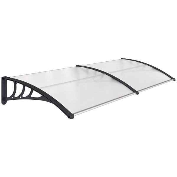 Outsunny Front Door Canopy Outdoor Awning Aluminium Rigid Plastic Polycarbonate Rain Shelter UV Water Rain Resistant 75 x 195 cm White