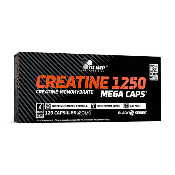 Olimp Creatine 1250 Mega Caps Monohydrat Kreatyny na Siłę i Wytrzymałość 120 Kapsułek