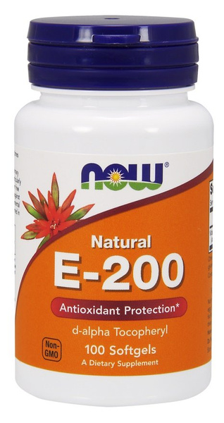 Now Foods Vitamin E-200 Natural Wspiera Odporność 100 Kapsułek