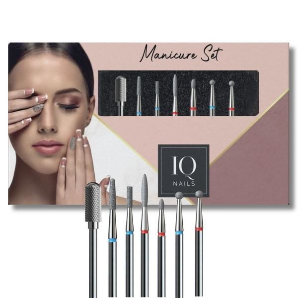 IQ Nails MANI 5 Profesjonalny Zestaw Frezów Diamentowych i Węglikowych 7szt