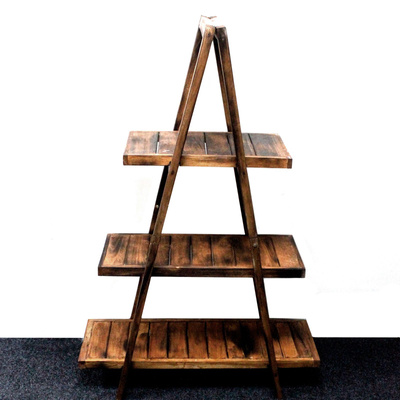 Folding Wooden A-Frame Shelf – Brown