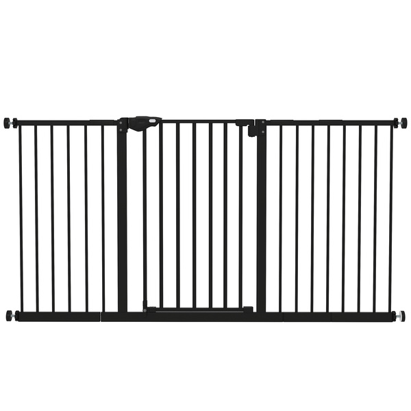 PawHut Adjustable Safety Gate w/ Three Extensions, Four Adjustable Screws, Black