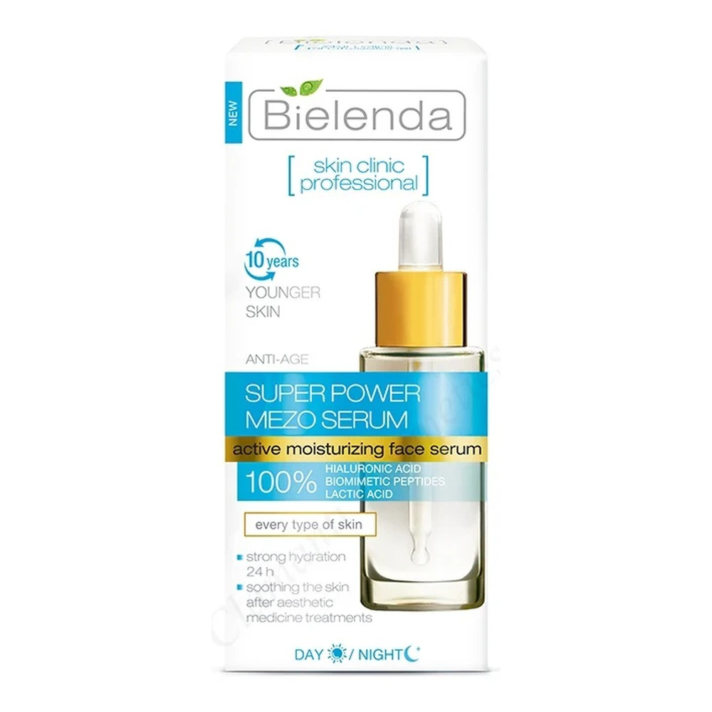Bielenda Skin Clinic Super Power Nawilżające Serum na Dzień na i Noc do Każdego Typu Cery 30ml