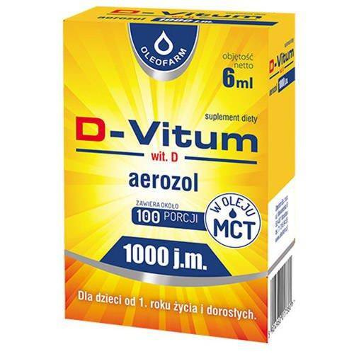 D-Vitum 1000 j.m. Witamina D w Aerozolu dla Dzieci od 1 Roku Życia i Dorosłych 6ml
