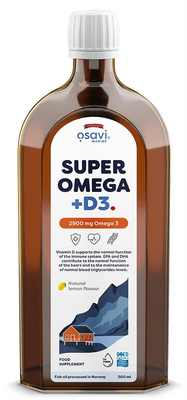Osavi Super Omega i D3 2900mg Omega 3 Cytrynowy 500 ml