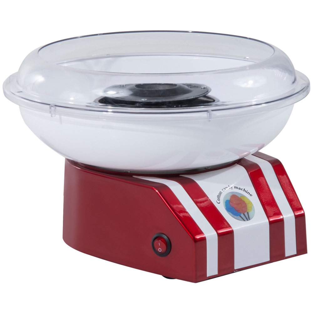 HOMCOM Candy Floss Machine for Kids & Adults, 550W  Retro Cotton Maker for Sugar or Candies,  Including 10 Candyfloss Sticks, Non-Slip Base, Red & White