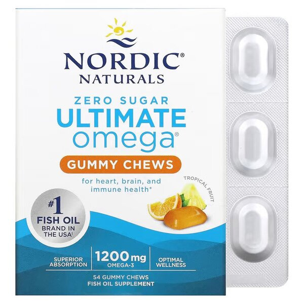Nordic Naturals Ultimate Omega Żelki do Żucia 1200mg Omega 3 o Smaku Owoców Tropikalnych 54 Żelki