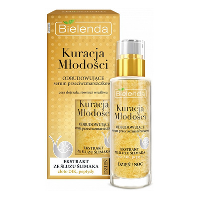 Bielenda Kuracja Młodości Odbudowujące Serum Przeciwzmarszczkowe ze Śluzem Ślimaka na Dzień i Noc 30ml