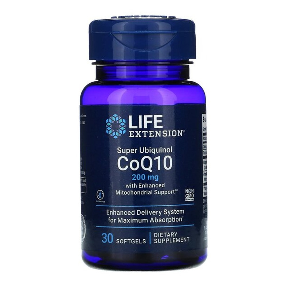 Life Extension Super Ubichinol CoQ10 ze Wzmocnionym Wsparciem Mitochondrialnym na Energię Komórkową 200mg 30 Kapsułek Miękkich