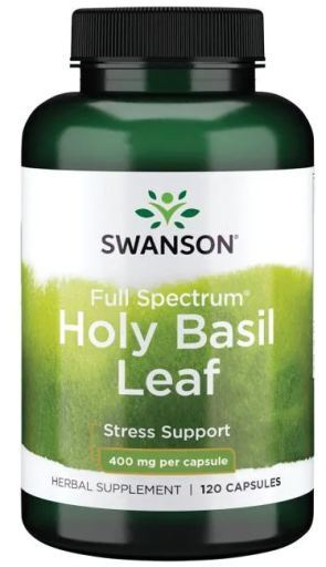 Swanson Holy Basil 400mg Liść Bazylii na Odporność i Wyciszenie 120 Kapsułek