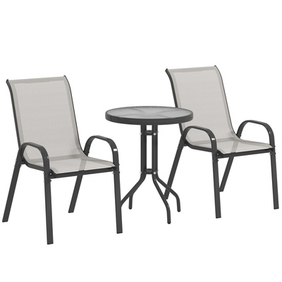 Outsunny Three-Piece Outdoor Garden Set - Light Grey