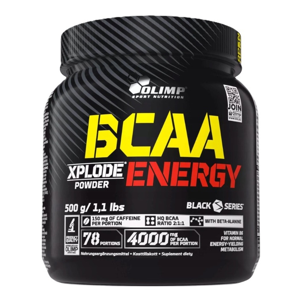 Olimp BCAA Xplode Energy w Proszku z Kofeiną na Energię Poncz Owocowy 500g