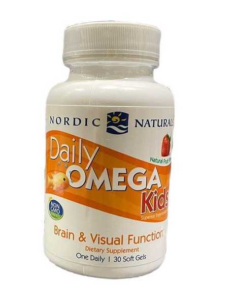 Nordic Naturals Daily Omega Kids Omega 3 do Żucia Dla Dzieci na Mózg i Wzrok 30 Miękkich Kapsułek