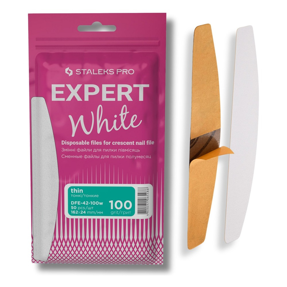 Staleks Pro Expert Wymienne Pilniki Białe do Pilnika Półksiężycowego EXPERT 42 50 Sztuk