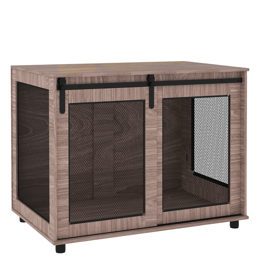 PawHut Dog Crate Furniture with Sliding Door for Large Dogs, Walnut Brown