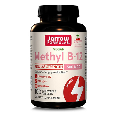 Methyl B-12, 500mcg (Cherry) - 100 vegan chewable tabs