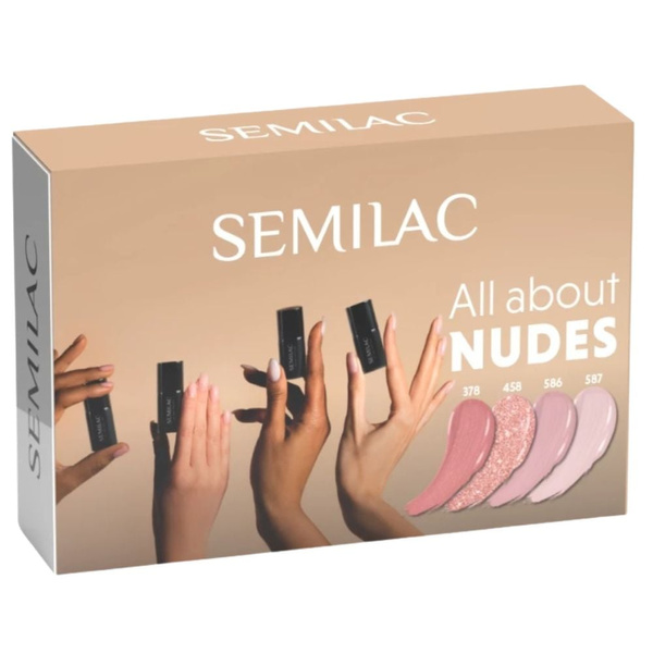 Semilac All About Nudes Lakier Hybrydowy Zestaw 4x7ml