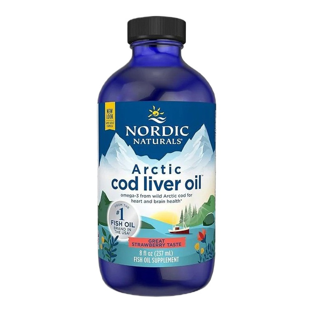 Nordic Naturals Arctic Cod Liver Oil 1060mg Tran z Dorsza Wspomaga Układ Odpornościowy i Pracę Serca Smak Truskawkowy 237ml