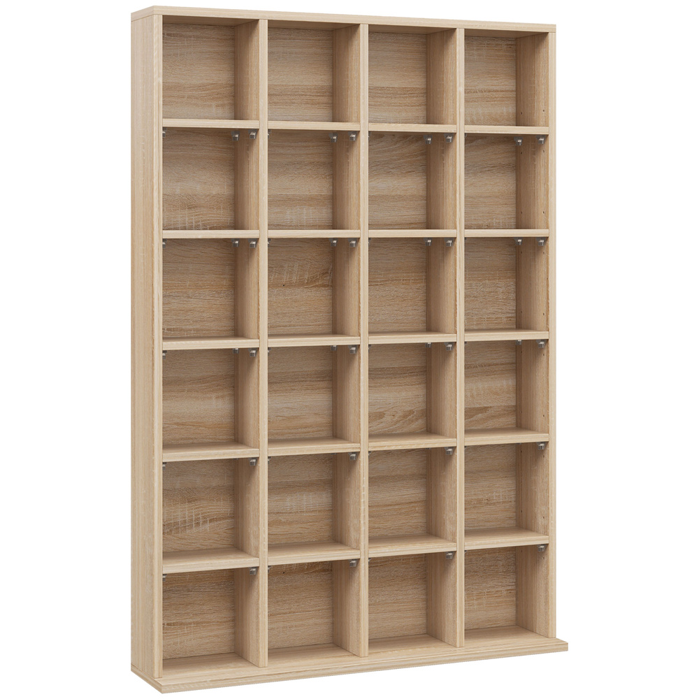 HOMCOM CD Storage Unit with Adjustable Shelves, Suitable for up to 456 CDs, 89 x 130.5 cm, Nature Wood Finish