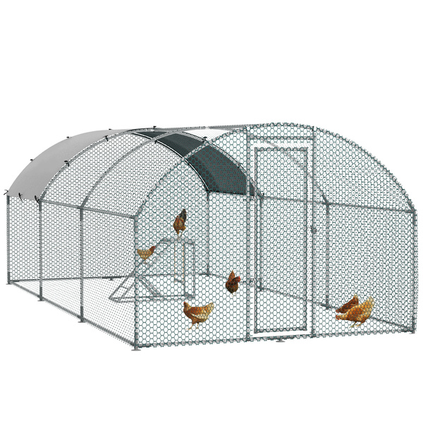 PawHut Walk In Chicken Run with Chicken Activity Shelf and Cover, 2.8 x 5.7 x 2m