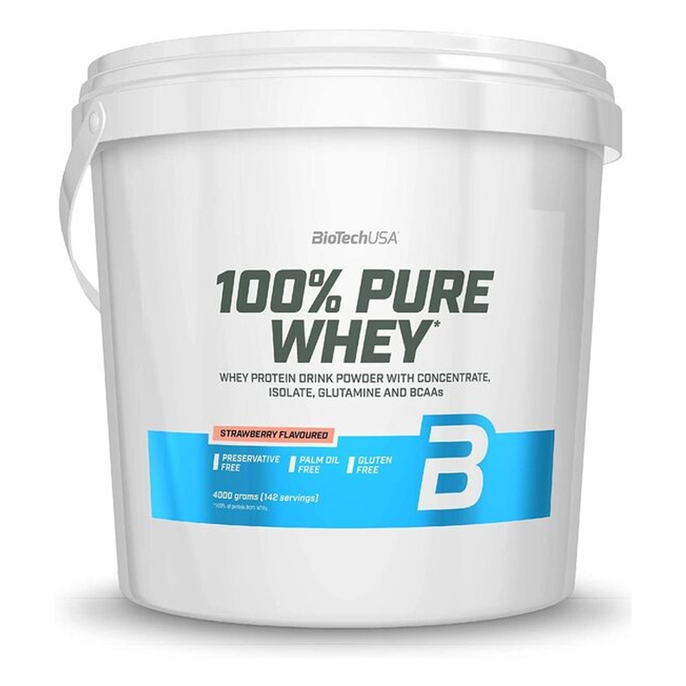 BioTechUSA 100% Pure Whey Białko Serwatkowe Truskawkowe Na Wzrost i Utrzymanie Mięśni 4000g