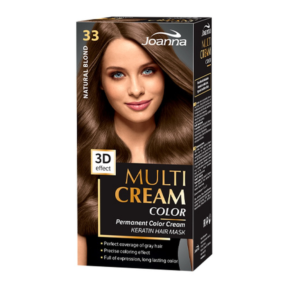 Joanna Multi Cream Trwały Intensywny Kolor Włosów Farba Pielęgnująca 33 Naturalny Blond 60x40x20g