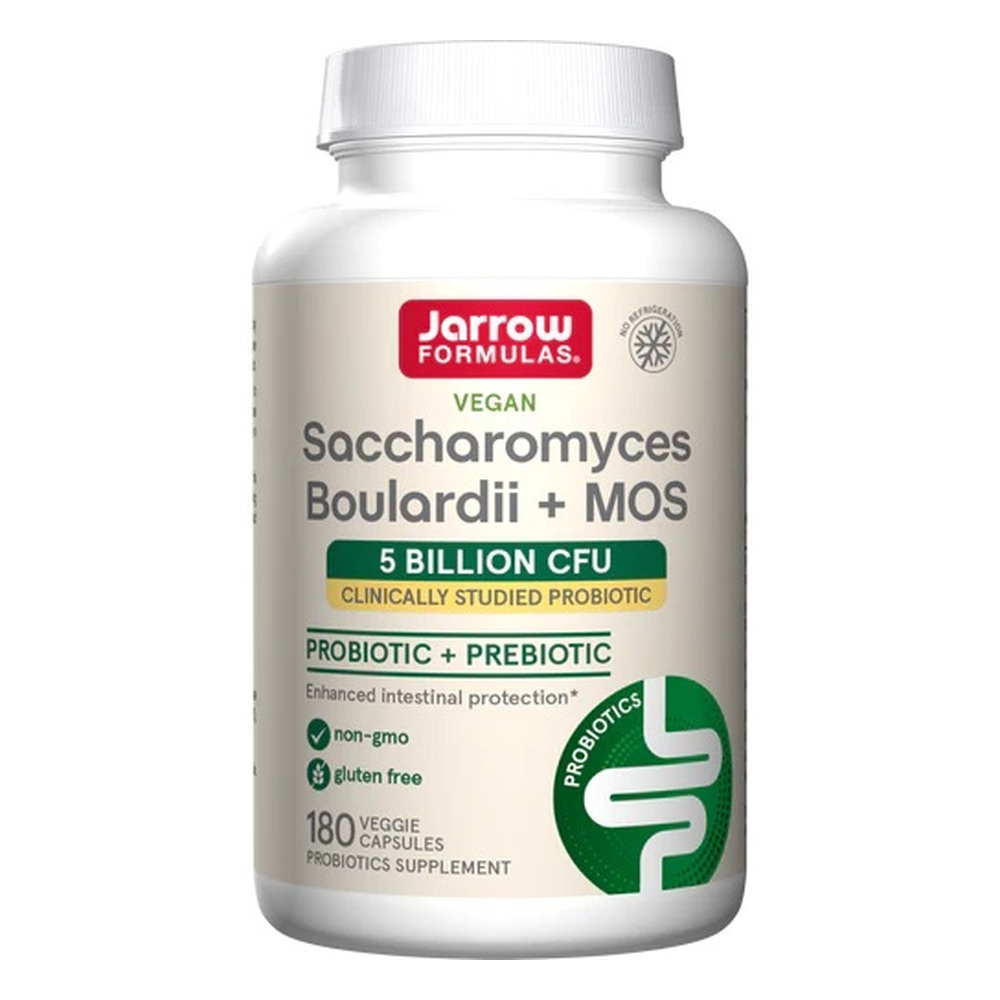 Jarrow Formulas Saccharomyces Boulardii MOS Probiotyk Drożdżowy na Wsparcie Jelit 180 Kapsułek