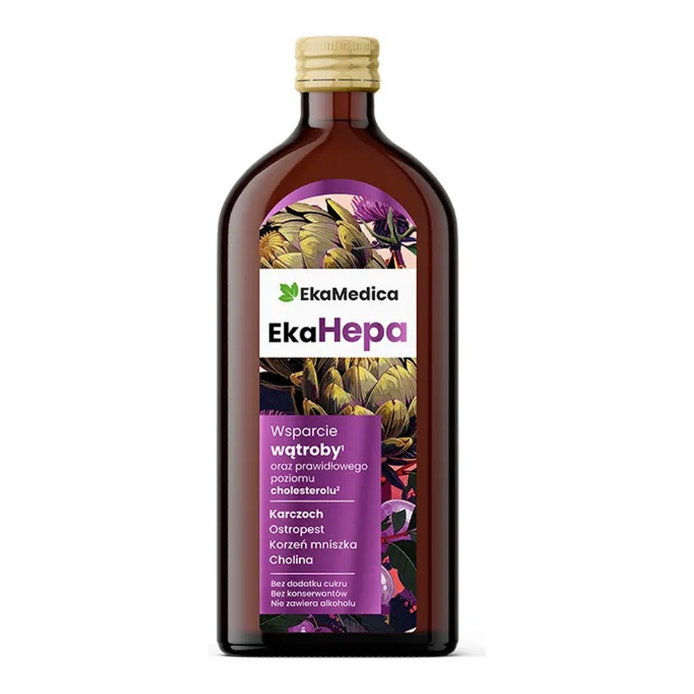 Ekamedica EkaHepa Płynny Suplement z Ostropestem, Mniszkiem, Karczochem i Choliną 500ml