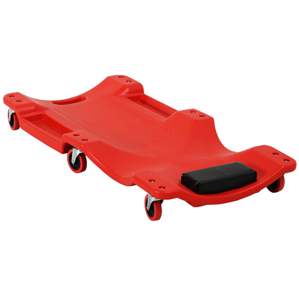 DURHAND Mechanic Vehicle Creeper, Under-Car Rolling Crawler Board, with Headrest, Wheels, Red
