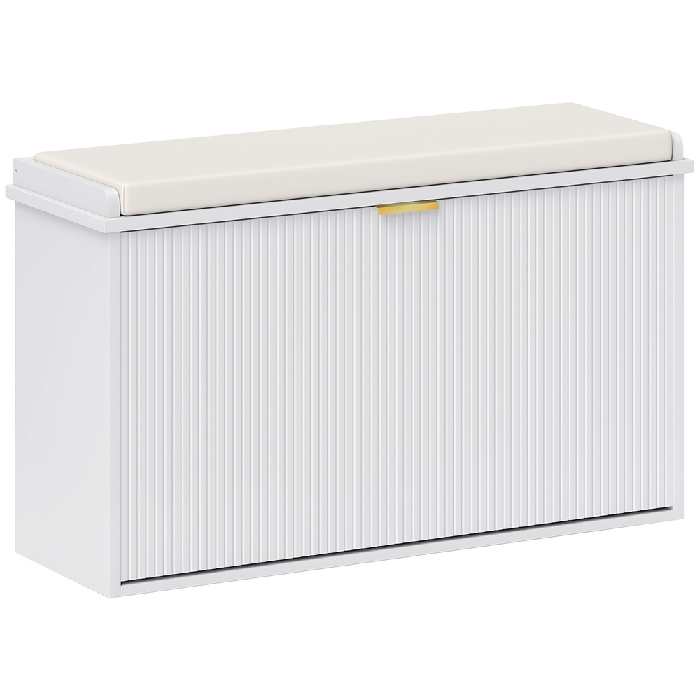 HOMCOM Elegant Eight Shoe Bench, with Top Seat - White