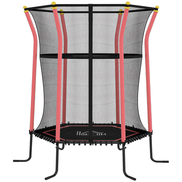 HOMCOM Kids Trampoline Mini Bouncer with Enclosure Safety Net For Ages 3-10 Years - Red