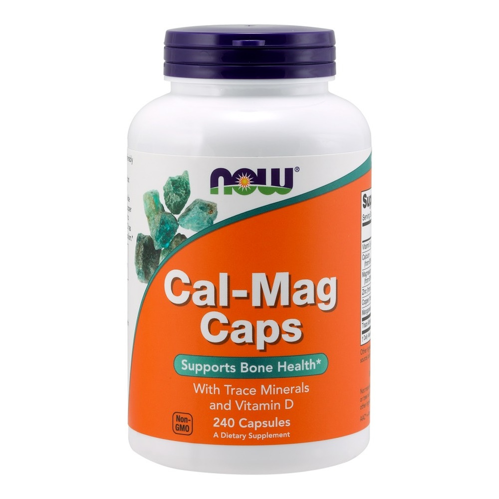 NOW Foods Cal-Mag Kapsułki na Zdrowe Kości z Minerałami Śladowymi i Witaminą D 240 Kapsułek