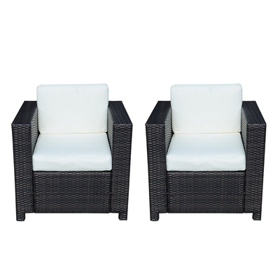Outsunny 2 Rattan Garden single Seater Chair All Weather Wicker Weave Single Sofa chair armchair Patio Black
