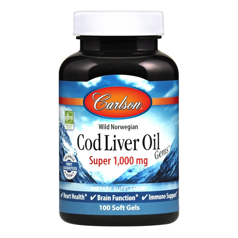 Wild Norwegian Cod Liver Oil Gems, 1000mg - 100 softgels