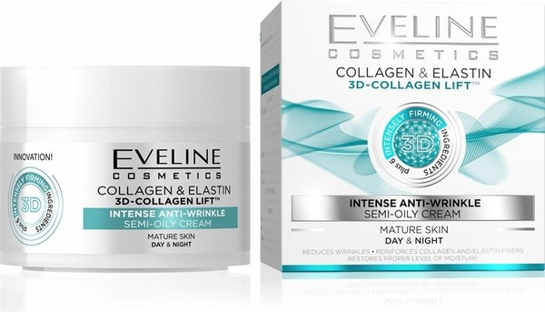 Eveline 3D Collagen Lift Krem Silnie Przeciwzmarszczkowy do Cery Dojrzałej na Dzień i Noc 50ml