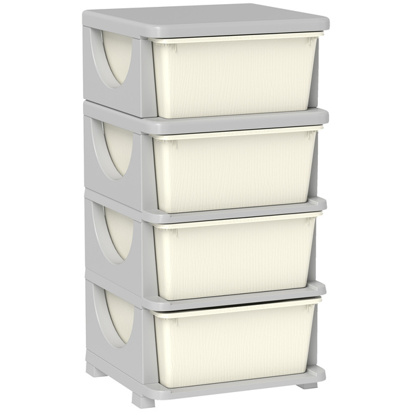 HOMCOM Four-Tier Kids Storage Boxes, with Four Drawers - White