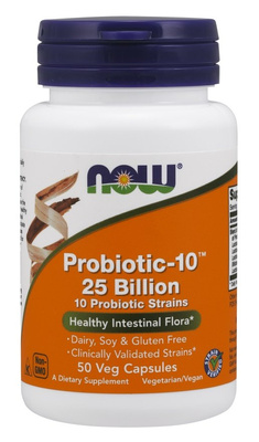 Now Foods Probiotic-10 25 Billion Bakterie Probiotyczne na Wsparcie Trawienia i Odporność 50 Kapsułek